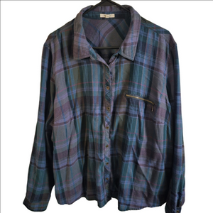 Maurices Blue and Purple Plaid Button Down Shirt